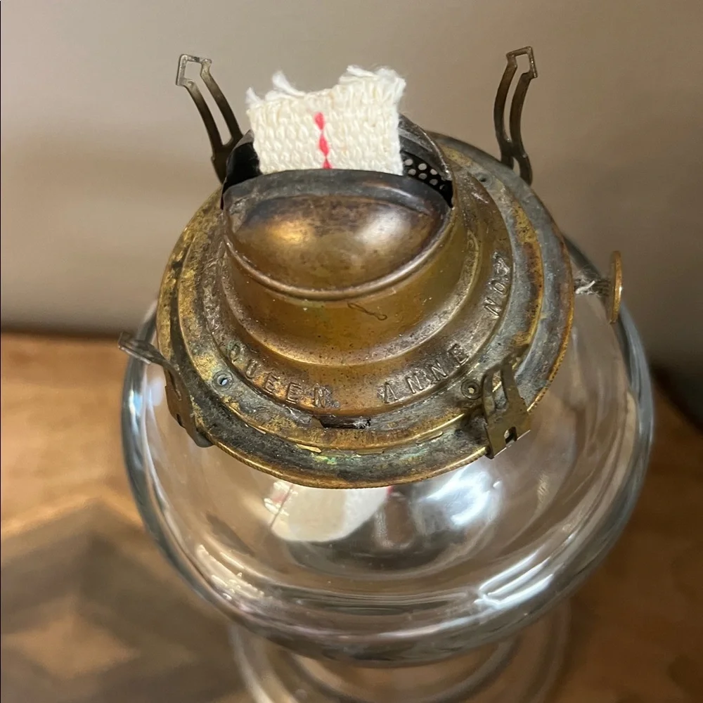 Vintage  glass hurricane  oil lamp